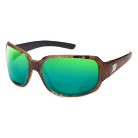 Suncloud Cookie Polarized Bi-Focal Reading Sunglasses (Additional Styles) in Matte Tortoise Backpaint, Green Mirror, 1.75