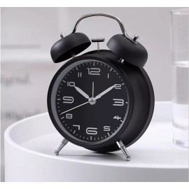Clock Alarm Clock Loudest Ever Super Wake Up Neighbors Twin Bell 4" BlackFrosted Shell