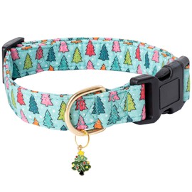 Faygarsle Green Dog Collar Christmas with Charm Design Christmas Theme Pattern for Small Medium Large Dogs Collar Cute Stylish Girl Boy Christmas Dog Collar S