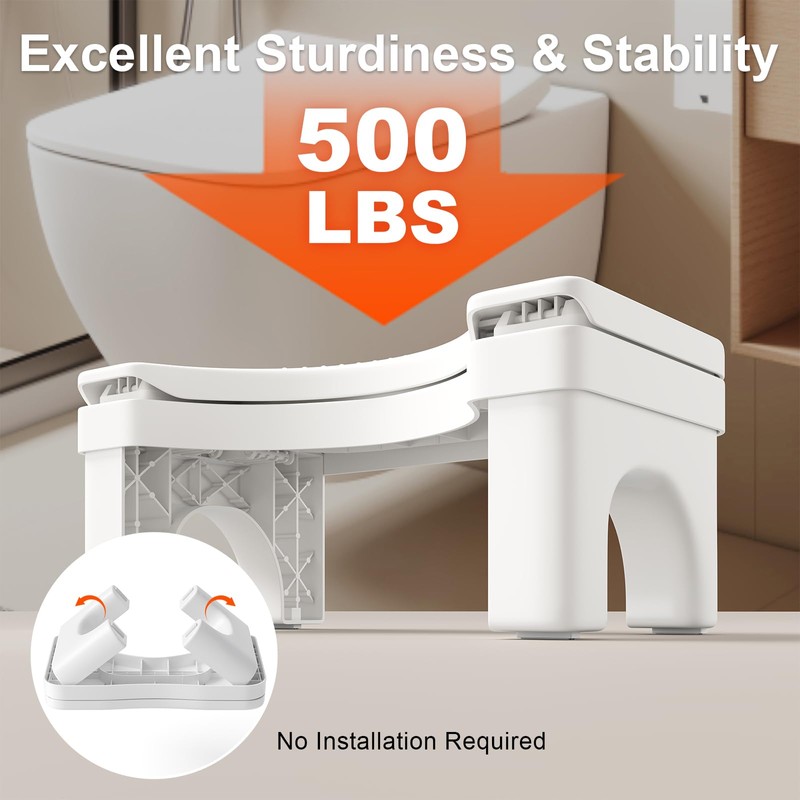 Osivaex Folable Squatting Potty Stool for Adults, 7" Height Adjustable