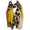 GlamLondon Women's Leopard Print Scarf Multi Coloured Border (BM33-Yellow)