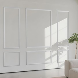 Art3d Pre-Cut Wall Molding Kit Set of 6 Pcs, Wainscoting Panels for Living Room & Bedroom, 3 Top + 3 Bottom Sections, Easy Glue-On Installation, Snow White