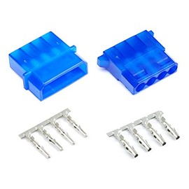 Shakmods Blue Male & Female 4 Pin Molex Connector With Pins for PC Computer Power Supply