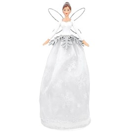Gisela Graham White/silver tree top fairy large