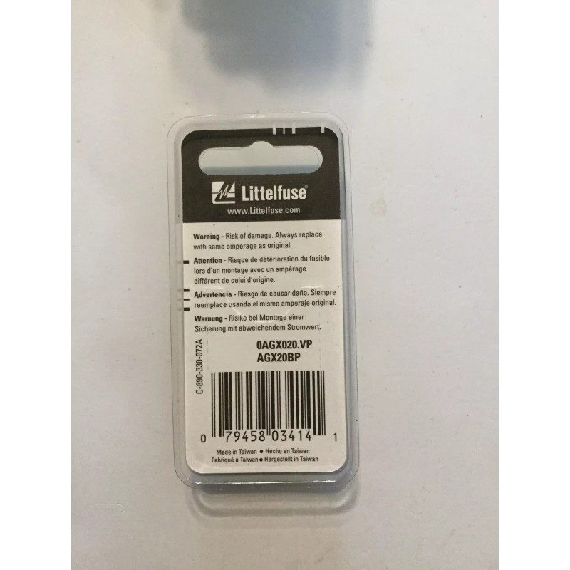 Littelfuse 0AGX020.VP Littelfuse 20 Amp AGX Fuse - Automotive AGX20BP