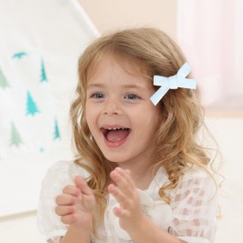 Cute 3.2" White Assorted Velvet Bow Hair Clips for Baby Girls, Toddlers, Kids, and Teens - 2 Pack