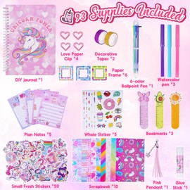 HappyKidsClub Scrapbooking DIY Secret Diary Gift for Teenage Girls (Unicorn)