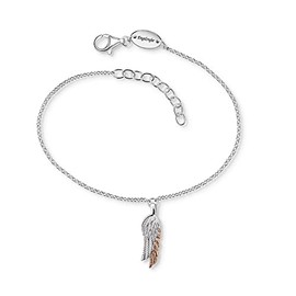 Engelsrufer Women's Bracelet Made of Sterling Silver and Wing Pendant Duo Silver Rose Gold - Lobster Clasp - Adjustable Length - Nickel-Free, Silver, Cubic Zirconia