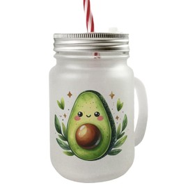 speecheese Avocado Mason Jar with Handle Drinking Glass with Lid Sweet Love with Heart Design Adorable Cute Avocado Glasses Enchanting Idea