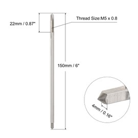 uxcell M5 x 0.8 H2 Metric Spiral Point Thread Tap, 150mm (6") Extra Long Screw Tap Threading Tapping Tool, High Speed Steel Machine Taps Tapping Bit