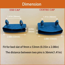 XIAONAN 54 mm, 20 pieces, slatted frame brackets, black, end caps, side brackets, plastic bed slat holder sets, holders, 54 mm x 9 mm (inner dimensions)