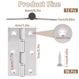 GBACHOOSE 12 Pcs Door Hinges, 3 Inch (70mm) Polished Chrome Ball Bearing Hinges, Heavy Duty Stainless Steel Internal Door Hinges for Door, Windows, Boxes, Cabinets
