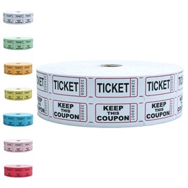 Raffle Tickets Roll - 2000 Tickets Double Roll for Fundraisers, Carnivals, Events - Durable Stub Design, Easy Tear & Organize(White)