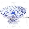YYMayLsh Decorative Porcelain Fruit Bowl with Pedestal, Blue and White