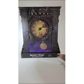Spooky Village Animated Clock With Sound Motion Activated
