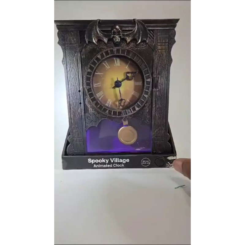 Spooky Village Animated Clock With Sound Motion Activated