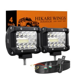HIKARI WINGS 2026 New 4 Inch LED Light Bar 2PCS, 30,000LM Off Road, 30W Spot Flood Combo Beam, IP68 Waterproof with 12V/24V Wiring Harness Kit for Driving Truck Pickup SUV ATV UTV