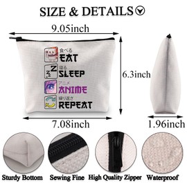 BDPWSS Eat Sleep Anime Repeat Cute Kawaii Manga Makeup Bag Anime Lover Cosmetic Bags Japanese Animation Lover Gift (Eat Sleep Anime bagCA)