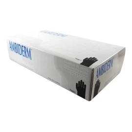 Ambiderm Guantes descartables antideslizantes Ambiderm color negro talle M de nitrilo x 100 unidades
