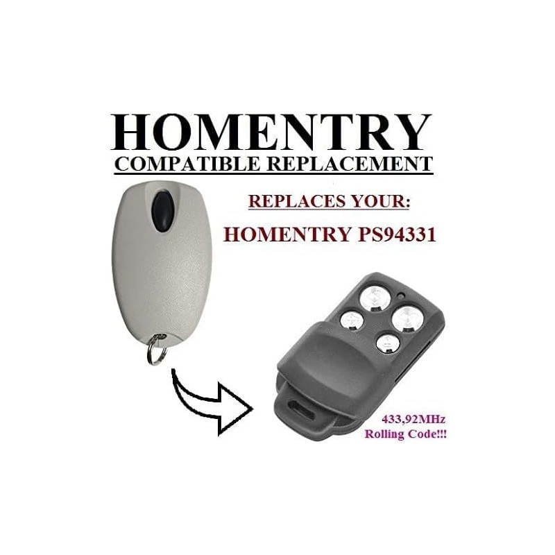 Homentry PS94331 Kompatibel Funkhandsender 433,92 MHz Rolling Code - Premium