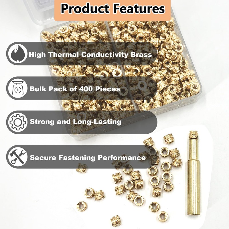 QSJ Threaded Insert 400Pcs M3 x L4 x D5 Heat