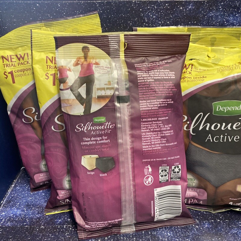 Depend 5X Depend Silhouette Active Fit S/M -Black Incontinence Underwear