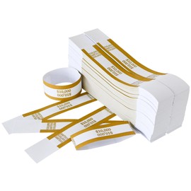 L LIKED Money Band Bundles Self Sealing Currency Straps for Bill Wrappers (Gold $10000-1000 PCS)