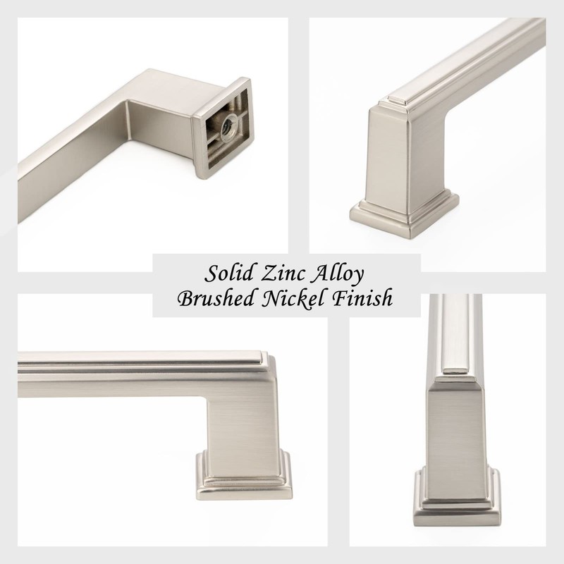 ASKANO 5 Inch Hole Centers, Brushed Nickel Stepped Kitchen Cabinet