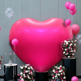 63in Huge Heart Shaped Balloons, Valentines Day Love Balloons, 2PCS Hot Pink Heart Foil Mylar Balloons for Wedding Engagement Anniversary Party Favor Decorations (Hot Pink)