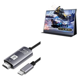 BoxWave Cable Compatible with BEDAIL Gaming Portable Monitor (17.3 in) - SmartDisplay Cable - USB Type-C to HDMI (6 ft), USB C/HDMI Cable - Jet Black