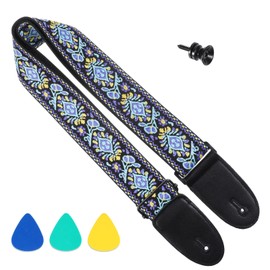 Ukulele Strap Jacquard Flower, Hawaiian Jacquard Flower Ukelele Shoulder Strap for Ukulele or Small Size Guitar, Ukulele Shoulder Strap for Soprano Concert Tenor Baritone String Instruments, 5 Cm Wide