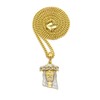 Sparkled Stone Stud Jesus Face Pendant 24" Various Chain Necklace