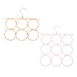 ABOOFAN 2pcs Foldable Scarf Hangers Space Saving Household Tie and Shawl Organizer with Strong Rings Convenient Closet Rod Hanging Multifunctional for Scarves Belts Ties Tank