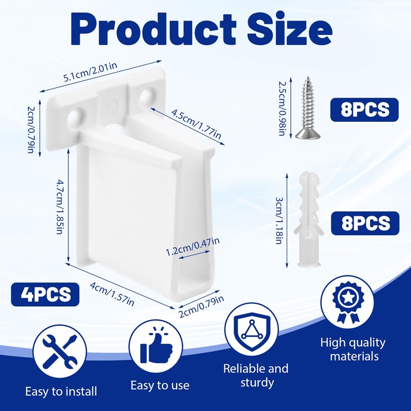 Wire Shelf End Bracket, White Plastic Closet Shelf Brackets with