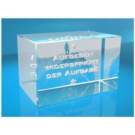 ELUNO 3D Glass Cuboid | Motivational Saying | Giving Up Contradicts the Task