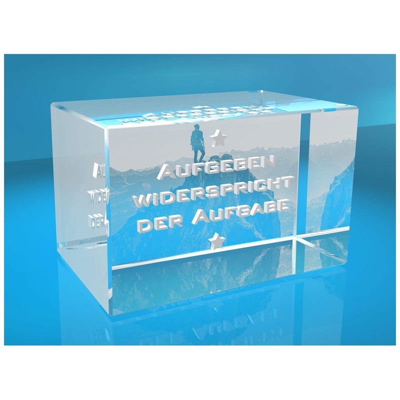 ELUNO 3D Glass Cuboid | Motivational Saying | Giving Up