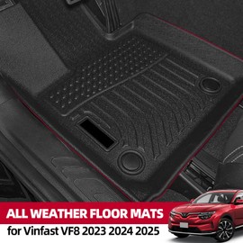 Naibeve Floor Mats for Vinfast VF8 2023 2024 2025-All Weather for Vinfast VF8 Floor Mats Liners 2 Row & Cargo Liner & Seats Back Cover(Floor Liner+Backrest Mats+Trunk Mat)