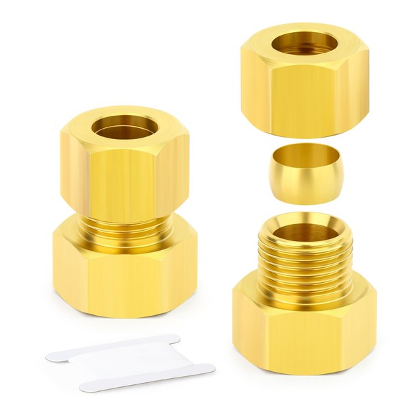 ERGAOBOY Brass Compression Pipe Fitting, 12 mm Pipe OD X