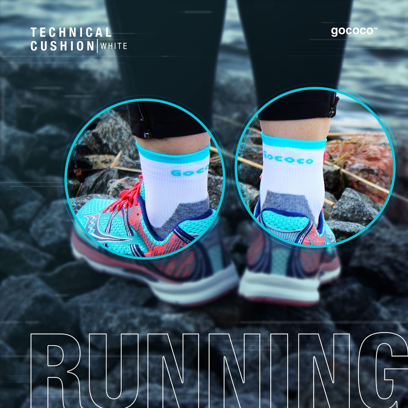 Gococo Technical Cushion Sports and Running Socks, Anti-Bubble Padding, Breathable,