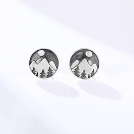 arete de plata de ley 925 para montañas, árboles, escalada, senderismo, joyas para amantes de la naturaleza, esquiadores, excursionistas, campistas, escaladores, Una talla, Plata de ley, No es una