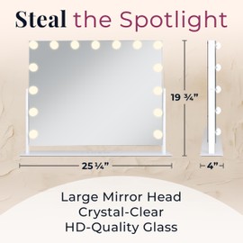 Zadro Hollywood Lighted Vanity Mirror with 15 LED Bulbs, 3 Color Light Settings, 360° Rotation Makeup Mirror Head (26" H x 20" W | 1X | Dark Green)
