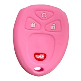 Silicone Key Fob Cover, Remote Key Protector Fit for Chevy GMC Hummer 2010-2014 Chevy Silverado 6500HD 4500HD 5500HD, 4 Buttons Keyless Remote Holder (Pink)