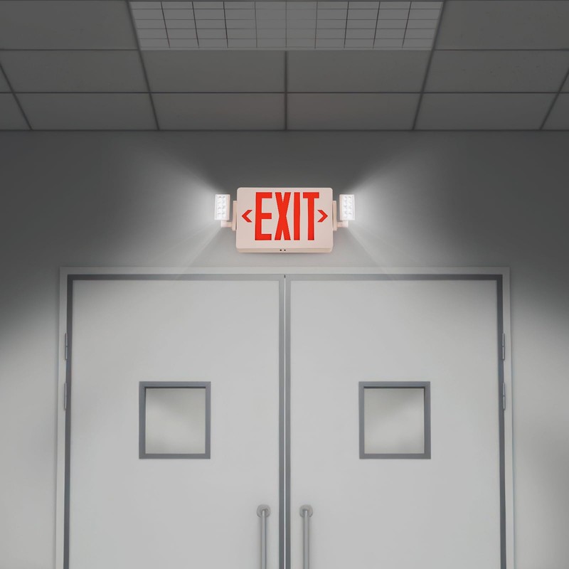 VEVOR LED Exit Sign with Emergency Lights, Two Heads Emergency