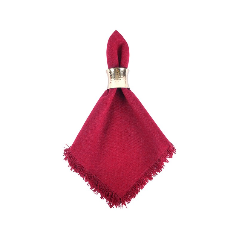 DII Everyday Collection, Fringed Solid Tabletop, Napkin Set, Wine, 6