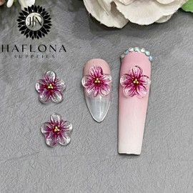 Set 8Pcs Gel 3D Flowers Nails Charms Handmade by Gel, Design For Medium & Long Nail 3D Flower For Nail Art Floral Salon Decor For Women Girls (Apricot Rose - Medium)