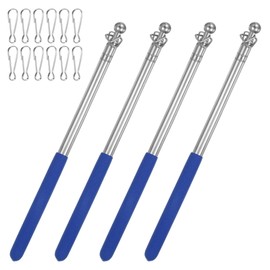 M METERXITY 4-Pack 3.28Ft/1M Telescopic Handheld Flagpoles, Telescopic Flag Pole with Clips Portable Stainless Steel Flag Pole for Truck/Outside/Tour/Guide/House/Festival[Blue]