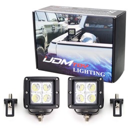 iJDMTOY Trunk Bed Rail Mount 20W LED Pod Light Kit Compatible with Toyota Tundra Tacoma Nissan Titan Frontier, Include (2) D2 LED Cubes, Trunkbed Mounting Brackets & On/Off Switch Wiring