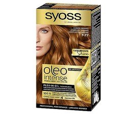 Syoss Oleo Intense 7-77 Vibrating Copper - Permanent Colouring without Ammonia - Hairdressing Results - Professional Grey Cover