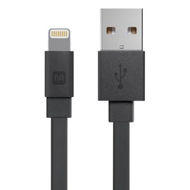 Monoprice Flat Apple MFi Certified Lightning to USB Type-A Charging Cable, 4 Feet, Black - Premium Series