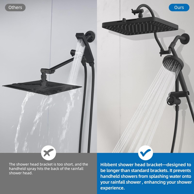 Hibbent cUPC Certified 13'' Shower Head Combo, High Pressure 5